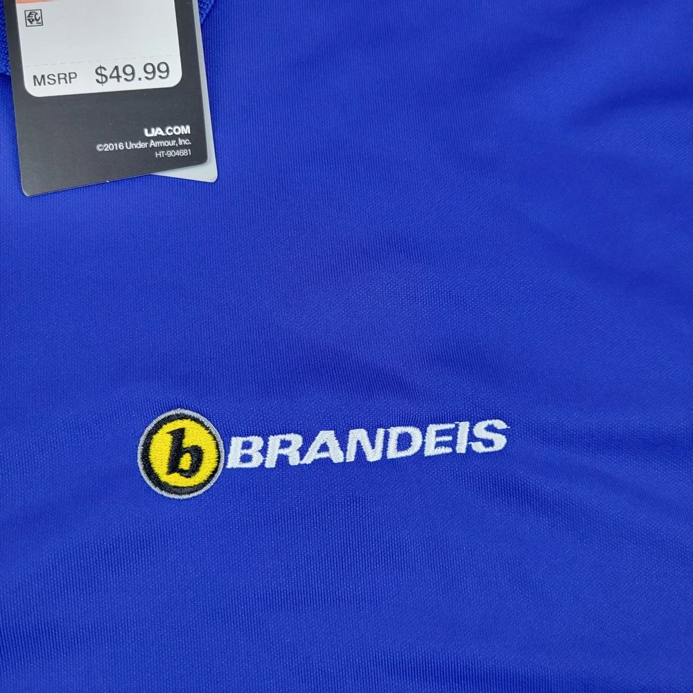 Under Armour Polo Shirt Mens 3XL Blue HeatGear Performance‎ Brandeis Logo Golf